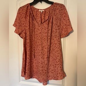 Maurice’s Pink Dress Shirt Leopard Pattern with Tie at Neck / XL